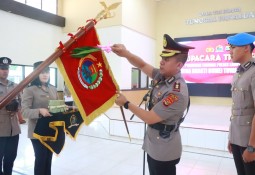 Polres Lampung Timur Gelar Upacara Penyucian Tunggul Duaja WIRA BHAKTI BUMEI TUWAH BEPADAN