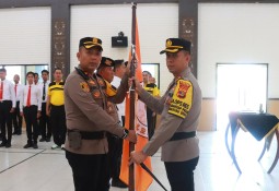 Kapolres Lampung Timur Pimpin Upacara Pengukuhan Struktur Organisasi Komite Olahraga Polri Polres Lampung Timur
