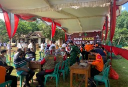 Antusias Masyarakat Jabung mengikuti Vaksinasi COVID-19 oleh Polda Lampung 